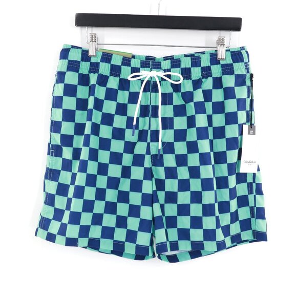 Goodfellow & Co Checkered Swim Trunk Short Men M Blue Beach Vacation Pool Resort - Picture 2 of 15
